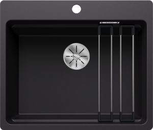 Blanco Etagon 6-F 527682 Enkele Keukenspoelbak Silgranit Zwart Inclusief Rails Vlakbouw