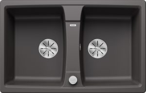 Blanco Lexa 8 524951 Dubbele Keukenspoelbak Silgranit Rotsgrijs Inclusief Draaiknopbediening Opbouw