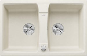 Blanco Lexa 8 527096 Dubbele Keukenspoelbak Silgranit Zacht Wit Inclusief Draaiknopbediening Opbouw