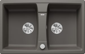 Blanco Lexa 8 527279 Dubbele Keukenspoelbak Silgranit Vulkaangrijs Inclusief Draaiknopbediening Opbouw
