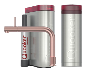 Quooker Front Rosé Koper Met Combi+ Boiler En Cube Boiler 5 in 1 Kokend Water Keukenkraan Ook Gekoeld Gefilterd En Bruisend Water 22+FRONTRCO Cube