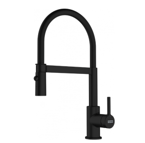 Franke Lina Semi Pro 115.0725.838 Eenhendel Keukenmengkraan Matt Black Met Uittrekbare Handdouche Zwart 1150725838