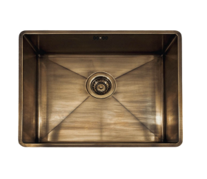 Frenkie Enkele Keukenspoelbak 50 x 40 Volledig Messing 100 % Speciaal Voor Quooker Messing Patina Onderbouw – Vlakbouw – Opbouw