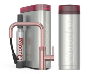 Quooker Flex Square Rosé Koper Met Pro3 Boiler En Cube Boiler 5 in 1 Kokend Water Keukenkraan Ook Gekoeld Gefilterd En Bruisend Water 3XSRCO Cube