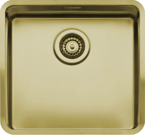 Reginox Ohio R40874 (L) OKG Comfort Gold II Luxe Enkele Keukenspoelbak Goud 40 x 40 Onderbouw – Vlakbouw – Opbouw
