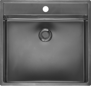 Reginox New York R41345 Tapwing (L) Gun Metal II Luxe Enkele Keukenspoelbak Met Kraangat Gunmetal 50 x 40 Onderbouw – Vlakbouw – Opbouw