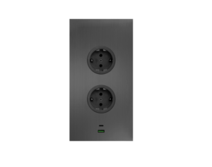 Caressi Energiezuil 2ST22 Energiezuil In De Kleur Gun Metal Met 2 Stopcontacten En 2 x USB-Lader Met Randaarde