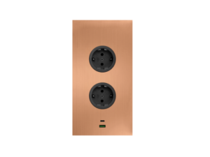 Caressi Energiezuil 2ST22 Energiezuil In De Kleur Copper Met 2 Stopcontacten En 2 x USB-Lader Met Randaarde