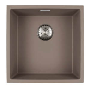 Caressi Ostrica CAGRPP40OS-FL Enkele Keukenspoelbak 40 x 40 Graniet Ostrica Met RVS Korfplug Vlakbouw