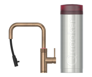 Quooker Flex Square Messing Patina Met PRO3 Boiler 3 in 1 Kokend Water Keukenkraan 3XSPTN AANBIEDING!!