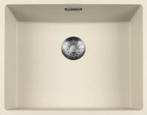 Lorreine 50CQSP-FU-RVS Luxe Enkele Keukenspoelbak Graniet Coffee Cream Met Korfplug RVS 50 x 40 Vlakbouw Of Onderbouw