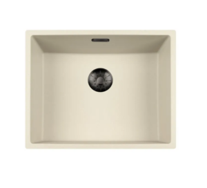 Lorreine 50CQSP-FU-Gunmetal Luxe Enkele Keukenspoelbak Graniet Coffee Cream Met Korfplug Gun Metal 50 x 40 Vlakbouw Of Onderbouw