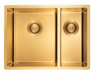 Trafinox Como 3418 Anderhalve Keukenspoelbak Goud 34 x 40 + 18 x 40 Onderbouw - Vlakbouw - Opbouw