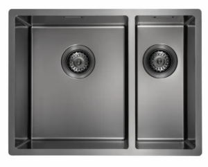 Trafinox Como 3418 Anderhalve Keukenspoelbak Gunmetal 34 x 40 + 18 x 40 Onderbouw - Vlakbouw - Opbouw