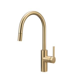 Laverno Loire-Gold Eenhendel Keukenmengkraan Goud Met Uittrekbare Handdouche