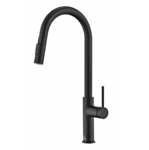 Trafinox Stilo Mat Zwart Eenhendel Keukenmengkraan Black Met Uittrekbare Handdouche