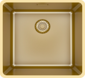 Caressi 40 x 40 CAPPMX40R20G Enkele Keukenspoelbak Goud Onderbouw - Vlakbouw - Opbouw AANBIEDING!!